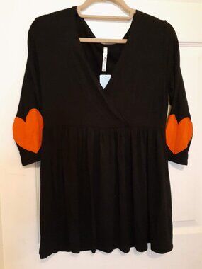 42POPS Struck By Love Heart Elbow Patch Top